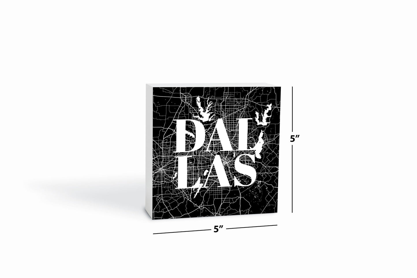 Modern Black Dallas Map | Wood Block | Eaches | Min 4