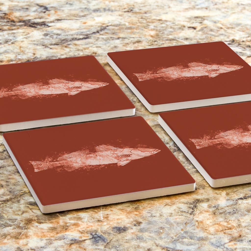 Louisiana Colorful Water Color Speckled Trout | Absorbent Coasters | Set of 4 | Min 2