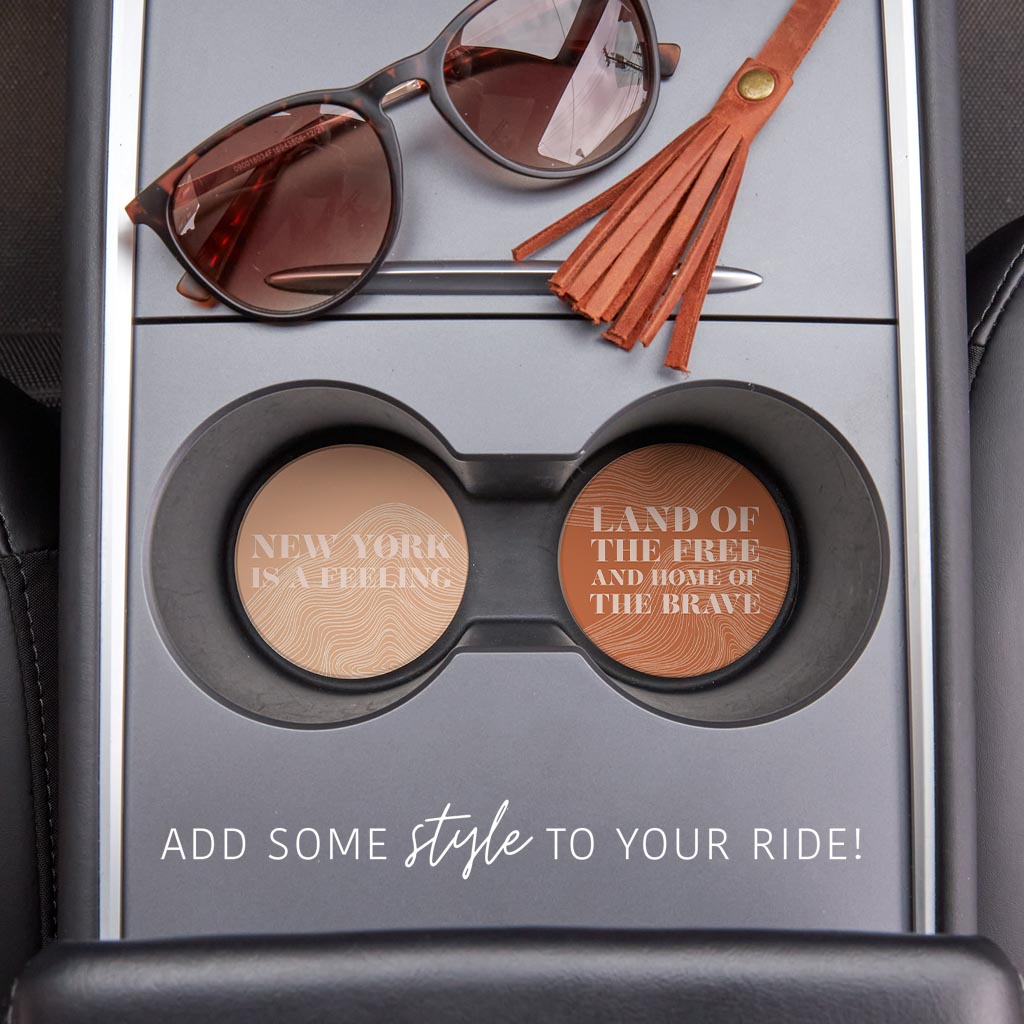 Modern Minimalist New York Quips | Absorbent Car Coasters | Set of 2 | Min 4
