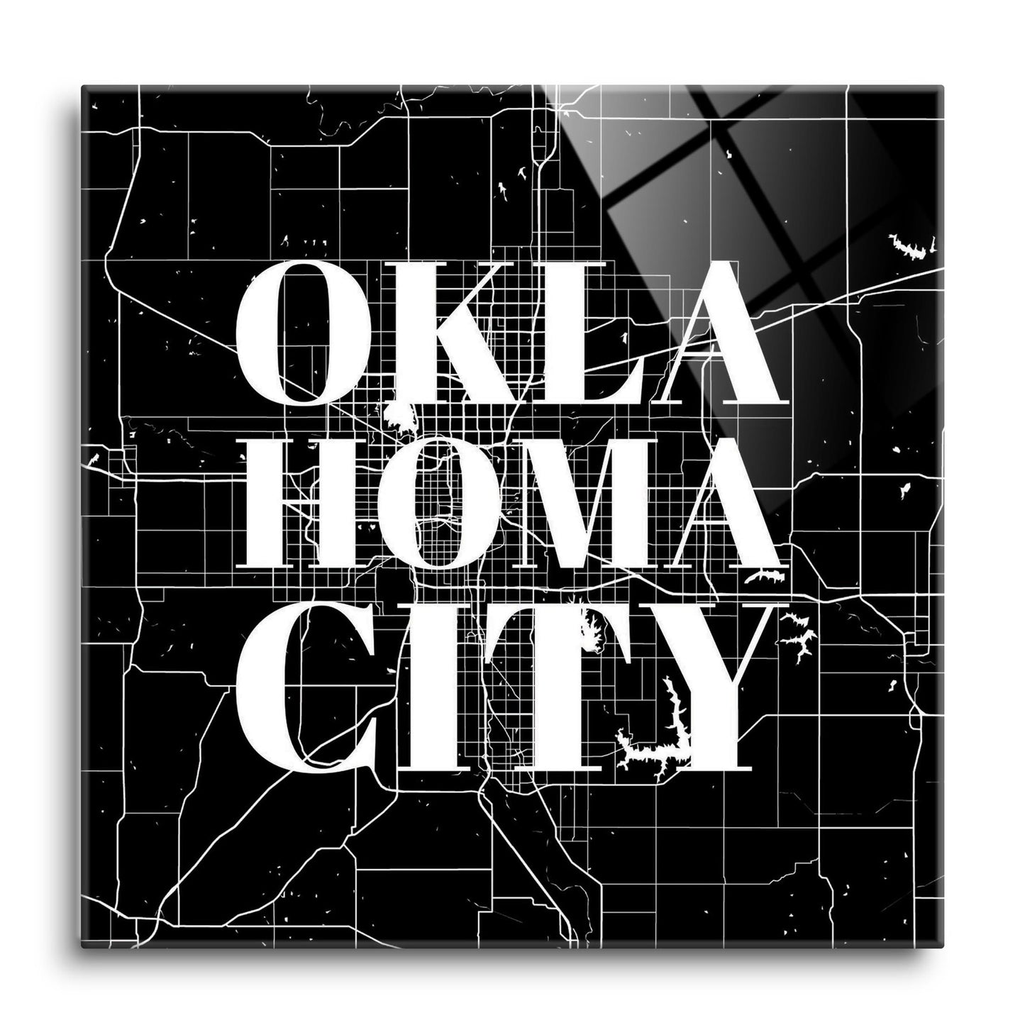 Modern Oklahoma City Map | Hi-Def Glass Art | Eaches | Min 1