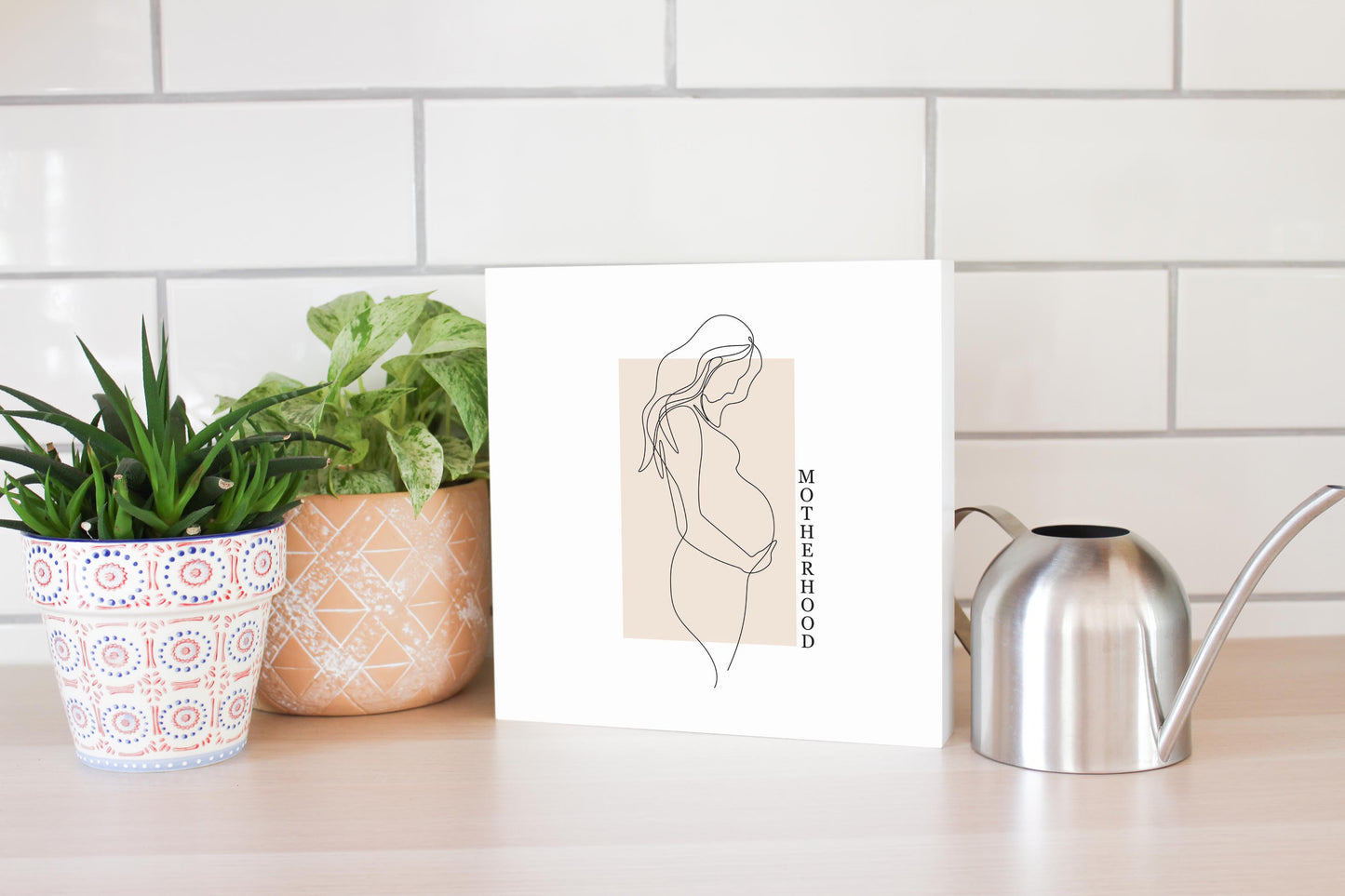 Modern Minimalist Mothers Day Pregnancy | Wood Block | Eaches | Min 2
