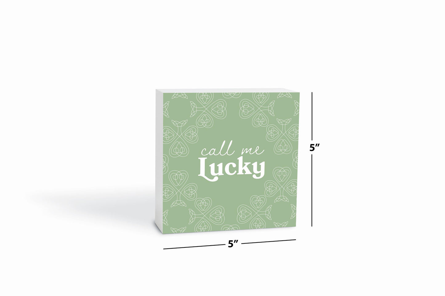 Sage Green Shamrock Call Me Lucky | Wood Block | Eaches | Min 4
