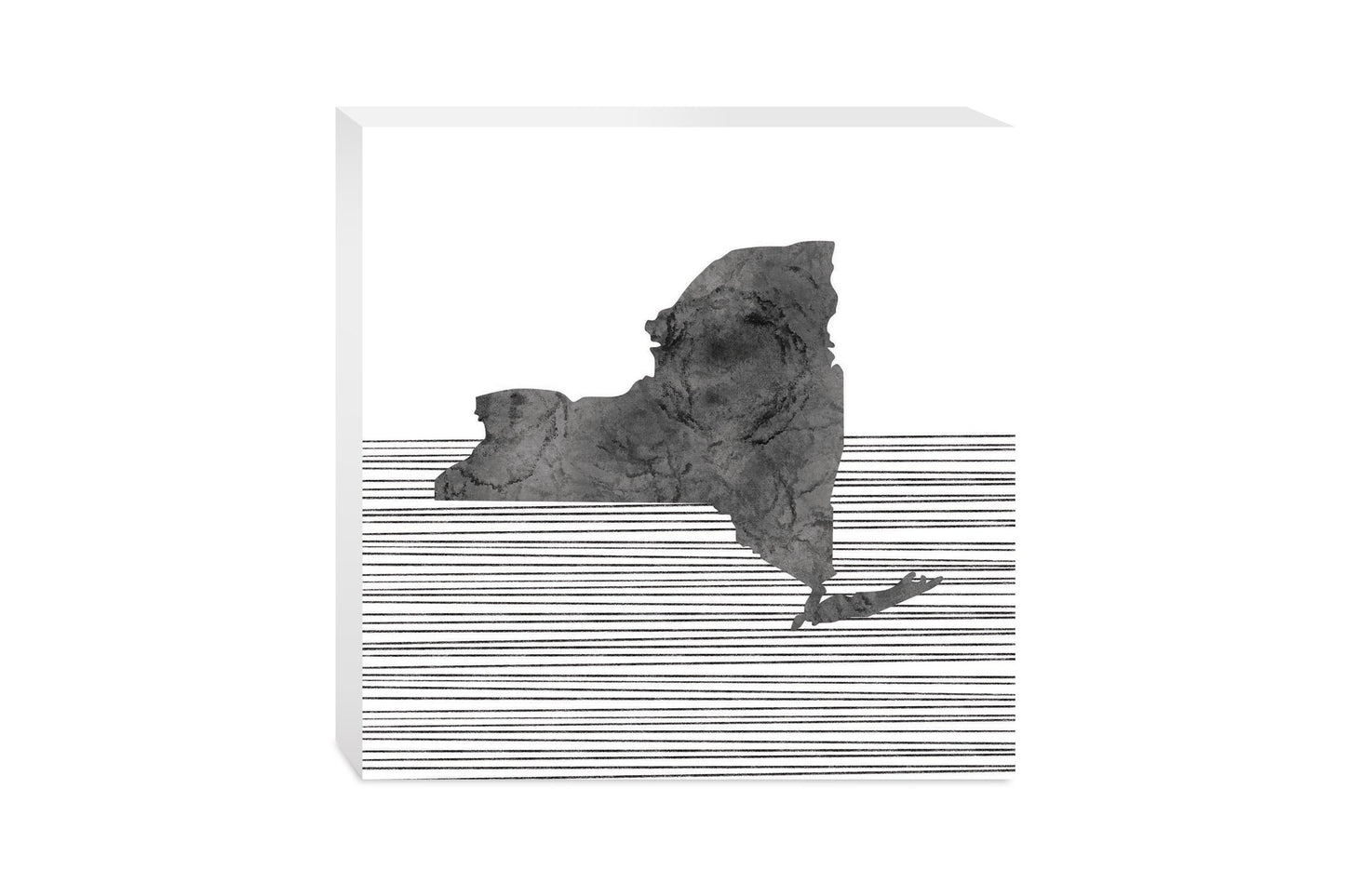 Minimalistic B&W New York Shape Straight Lines | Wood Block | Eaches | Min 2