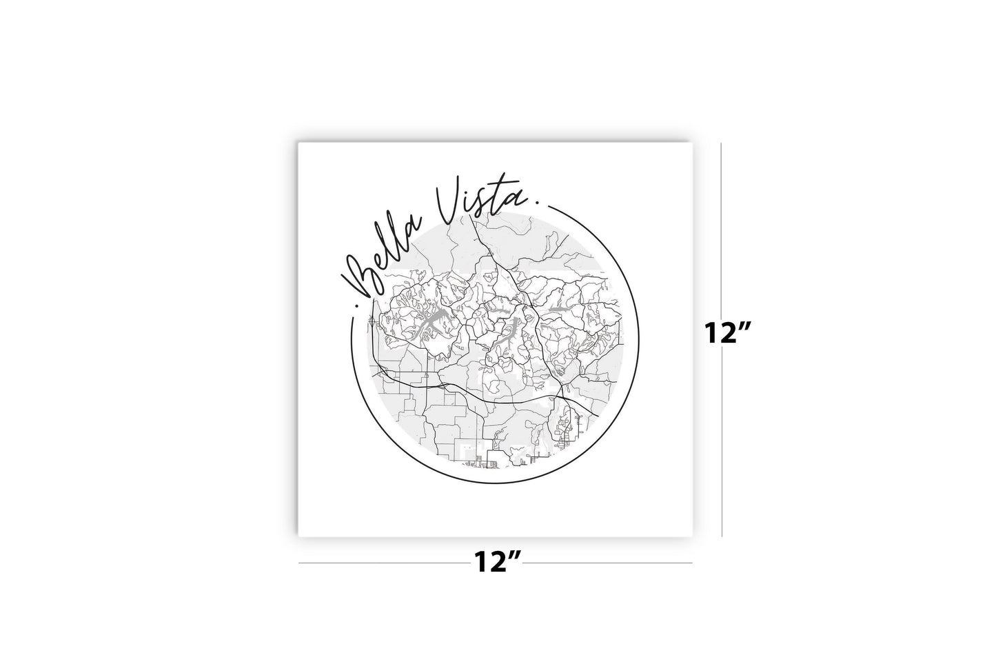 Minimalist B&W Arkansas Bella Vista Circle Map | Wood Sign | Eaches | Min 2