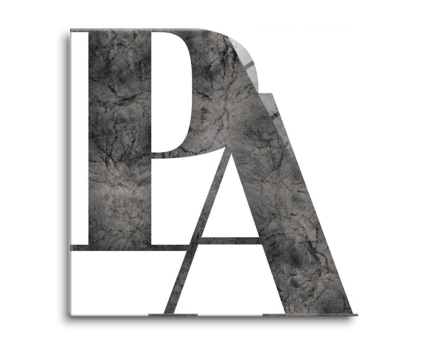 Minimalistic B&W Pennsylvania White Initials | Hi-Def Glass Art | Eaches | Min 2