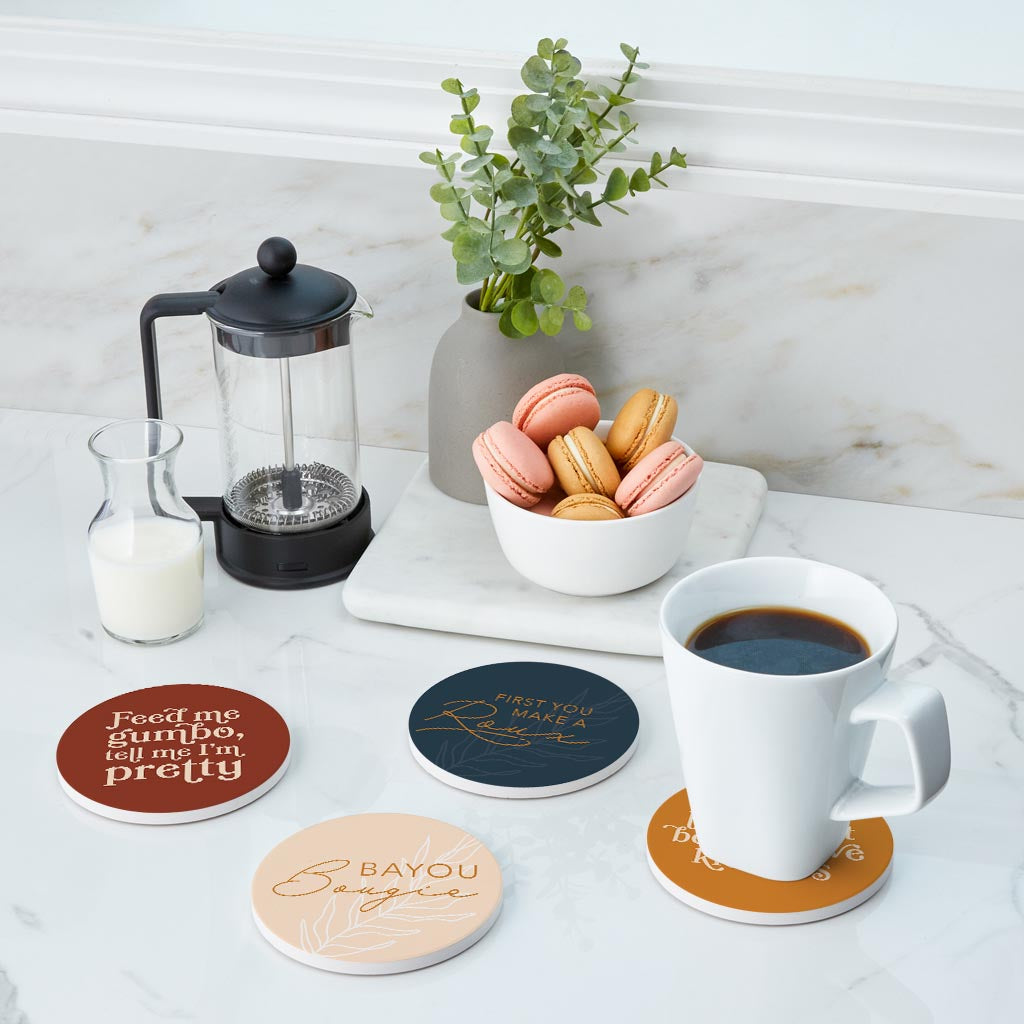 Modern Minimalist Louisiana Set | Absorbent Coasters | Set of 4 | Min 2