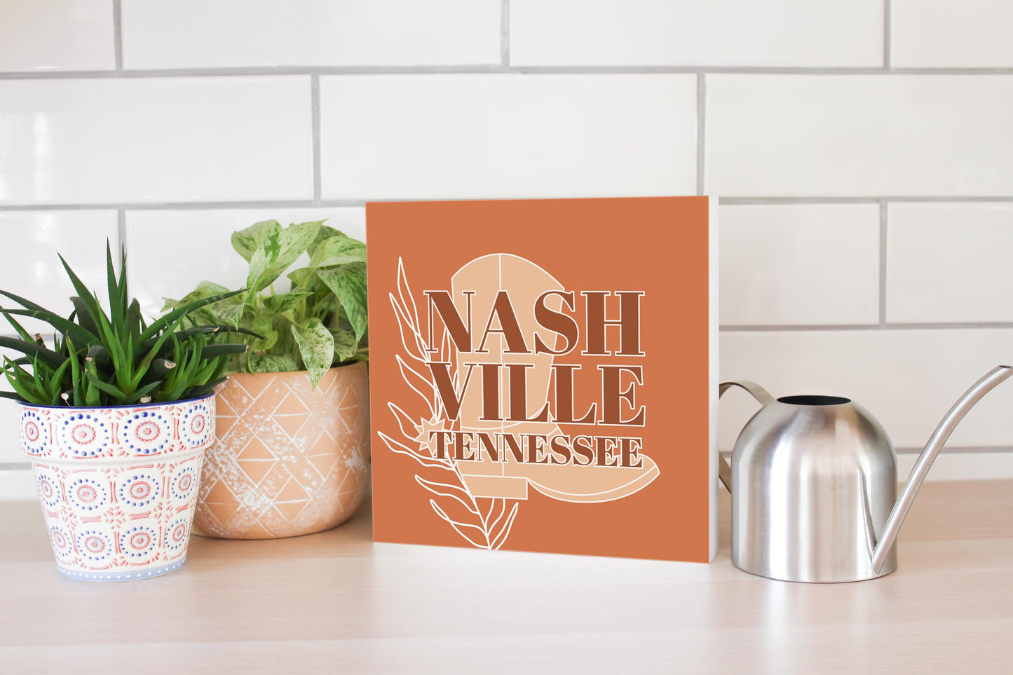 Modern Minimalist Tennessee Nashville Boot | Wood Block | Eaches | Min 2