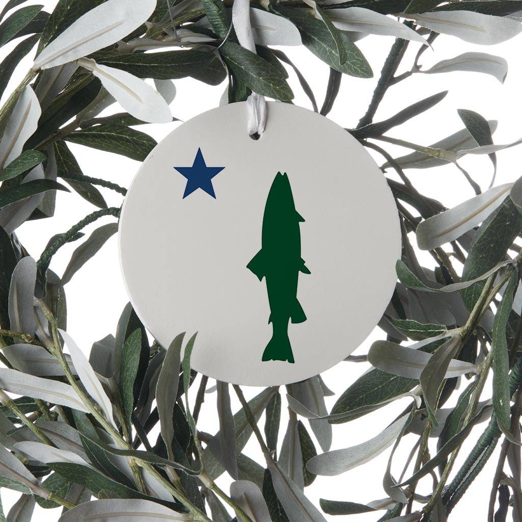 New England Star And Trout | Wood Ornament | Eaches | Min 6