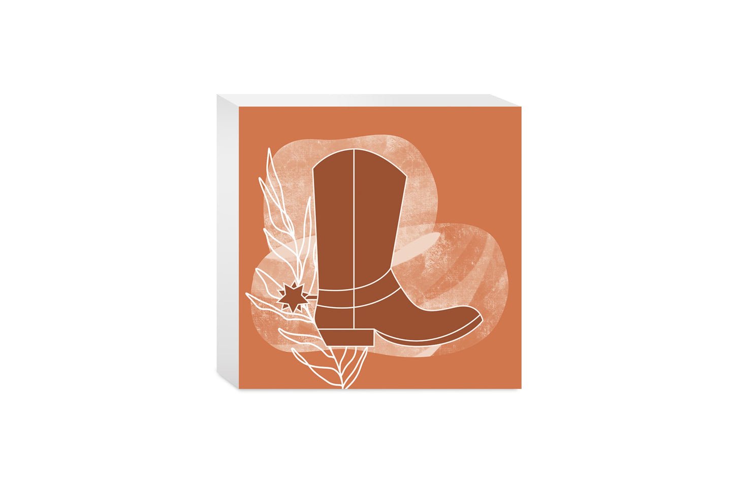 Modern Minimalist Texas Cowboy Boot | Wood Block | Eaches | Min 4