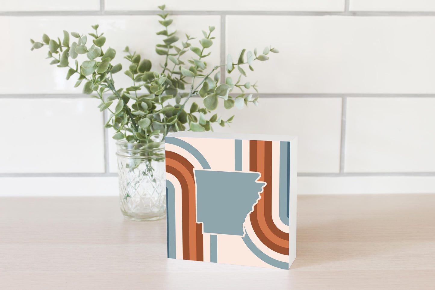 Modern Minimalist Arkansas Retro State Shape | Wood Block | Eaches | Min 4