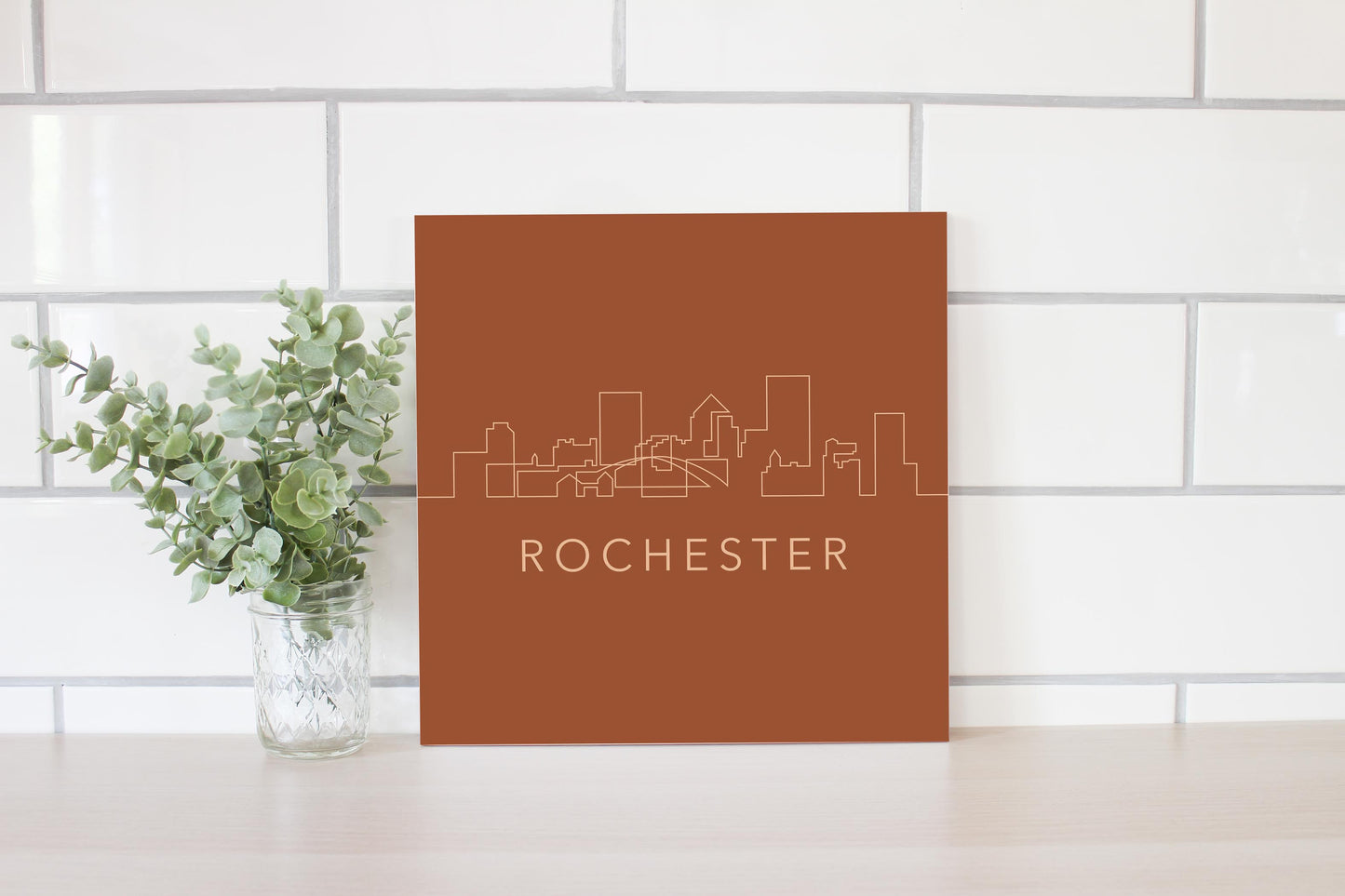 Modern Minimalist New York Rochester Skyline | Wood Sign | Eaches | Min 2