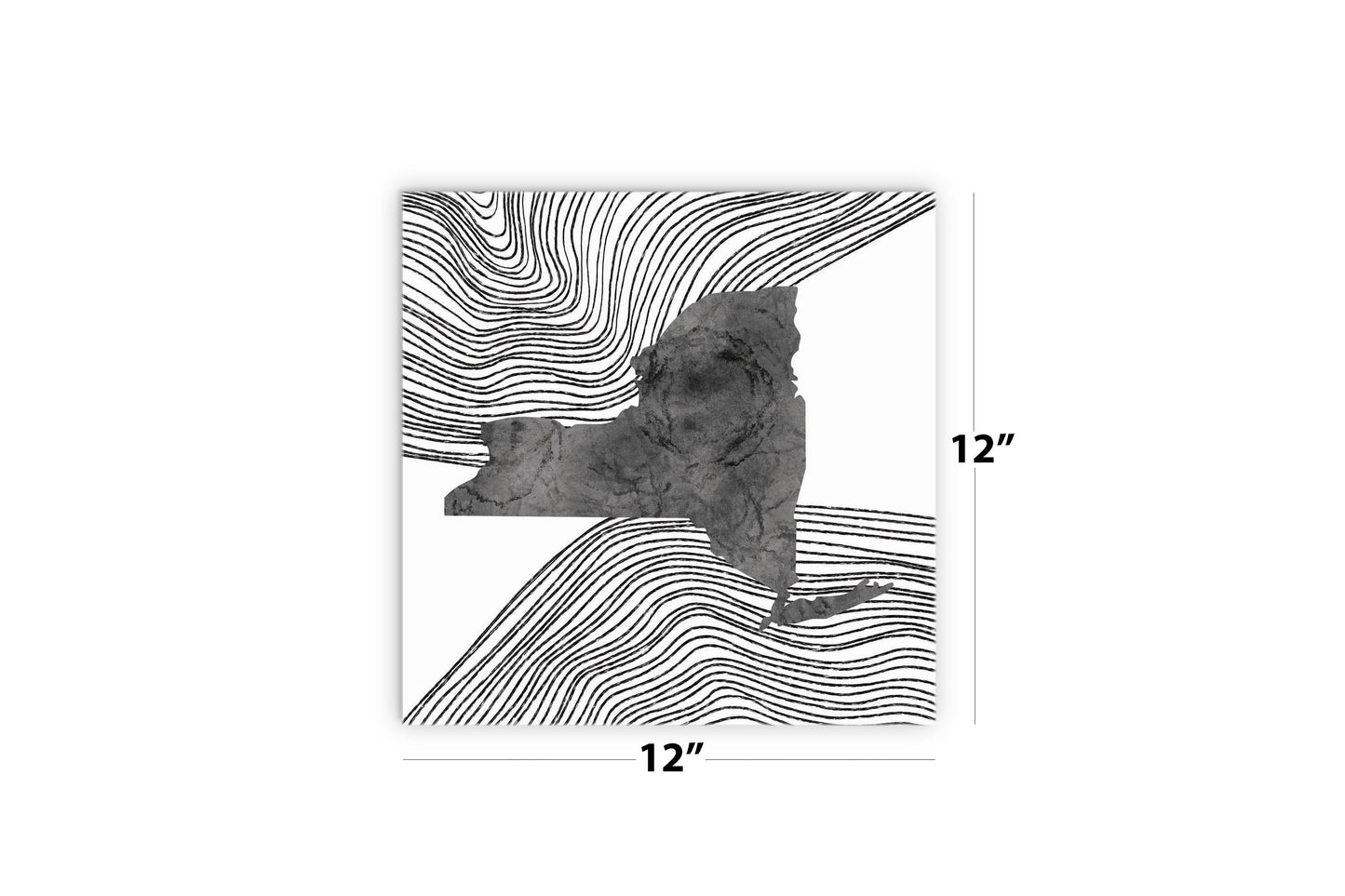 Minimalistic B&W New York State With Fluid Lines | Wood Sign | Eaches | Min 2