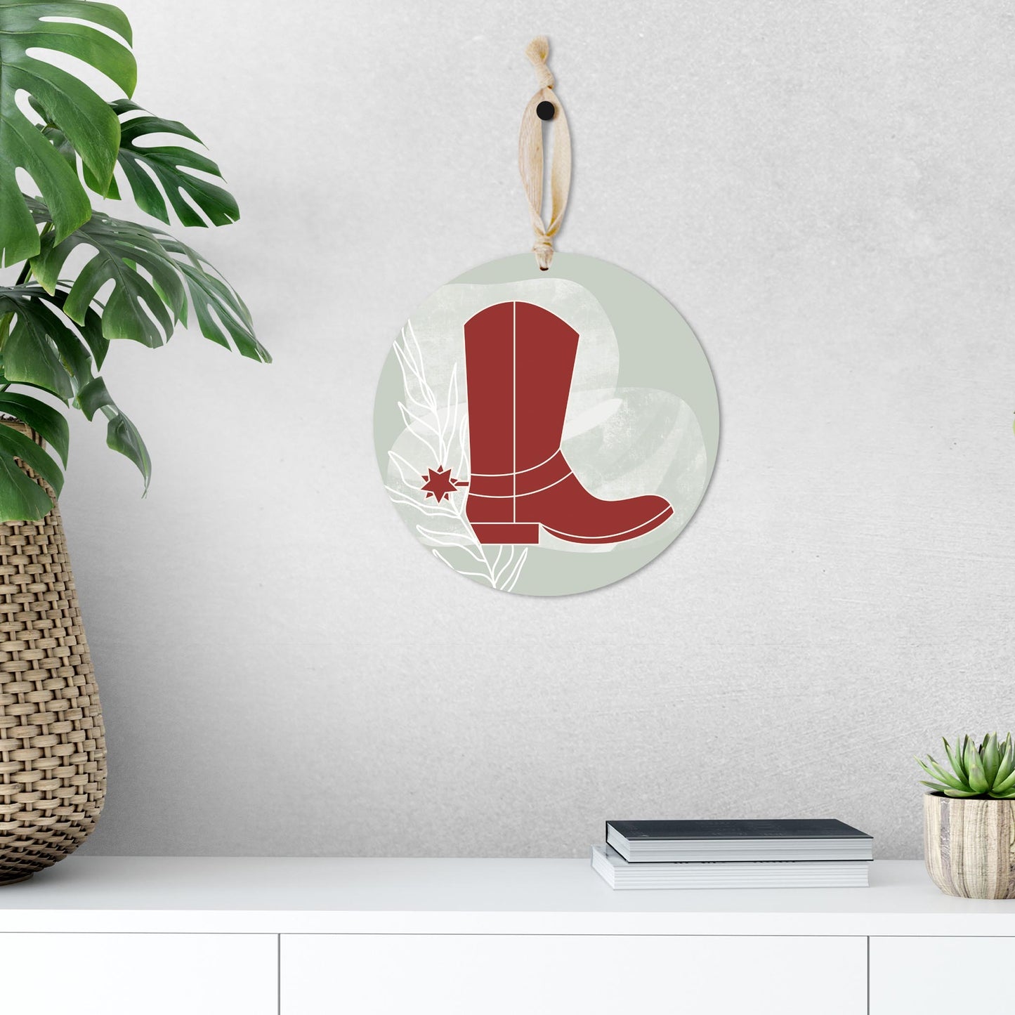 Modern Minimalist Oklahoma Boot | Wood Ornament | Eaches | Min 1