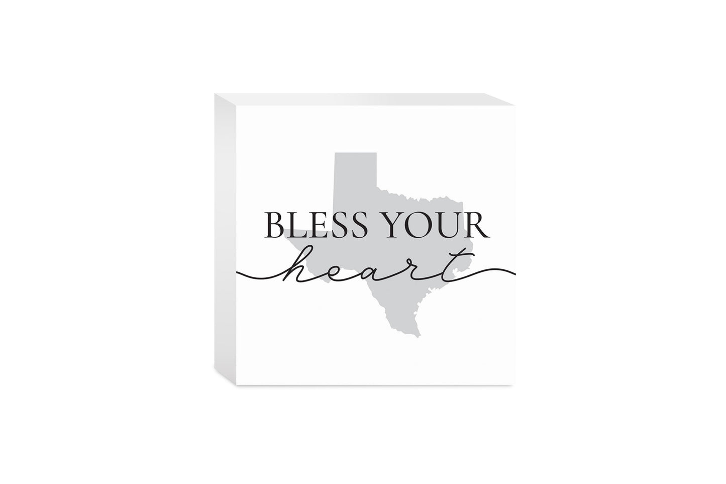 Minimalistic B&W Texas Bless Your Heart | Wood Block | Eaches | Min 4