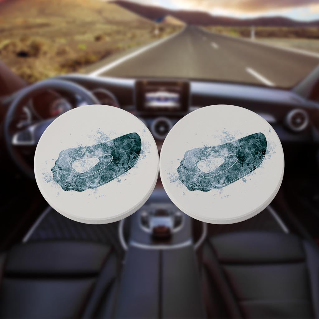 Blue White Water Color Oyster | Absorbent Car Coasters | Set of 2 | Min 4