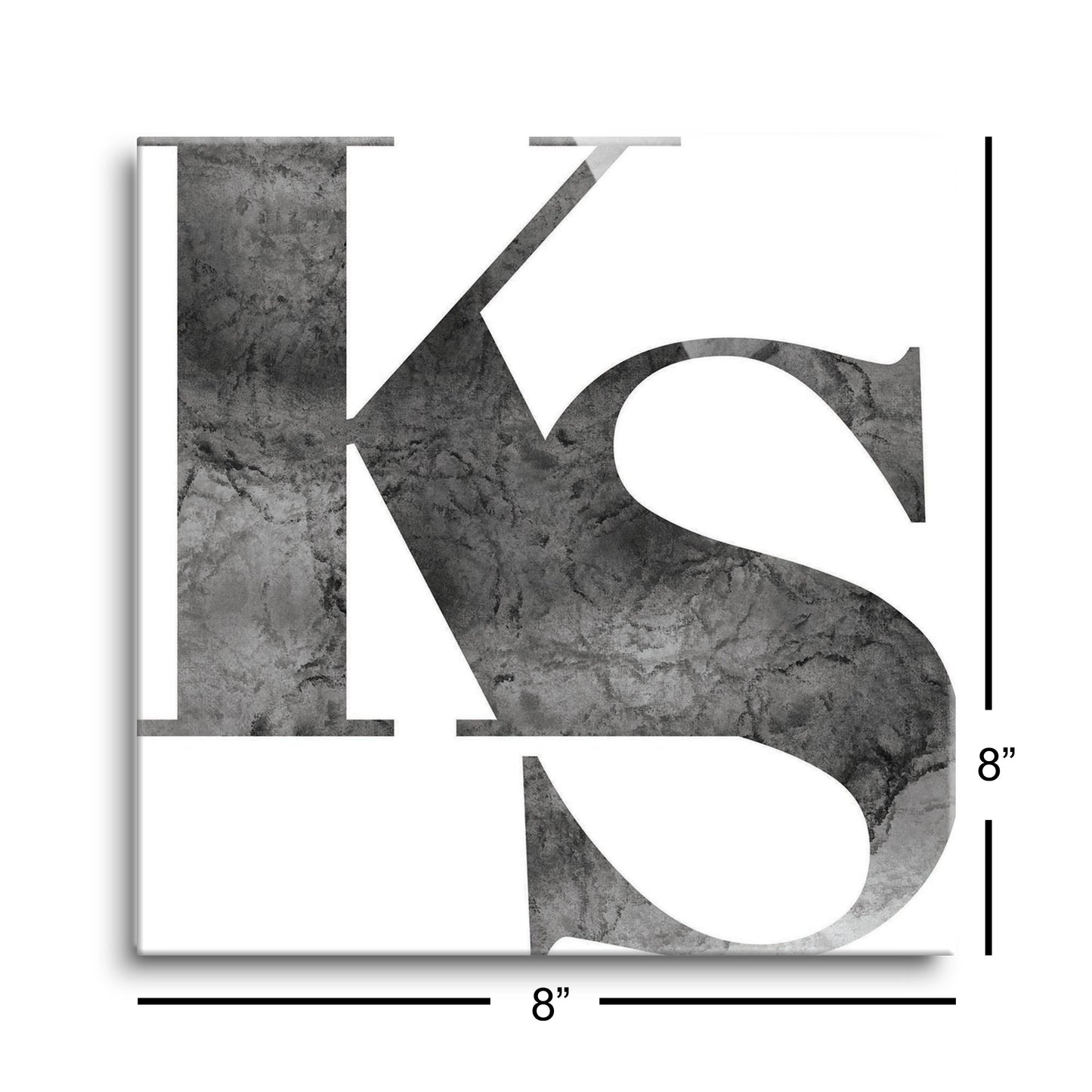 Minimalist B&W Kansas White Initials | Hi-Def Glass Art | Eaches | Min 2
