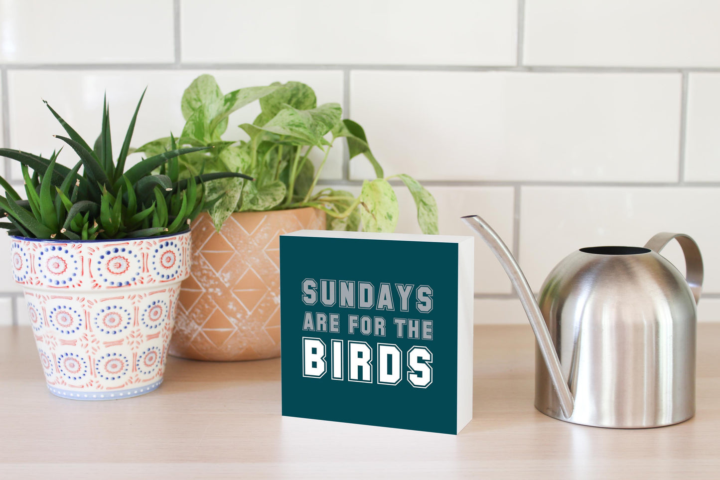 Modern Minimalist Pennsylvania Bird Sundays | Wood Block | Eaches | Min 4