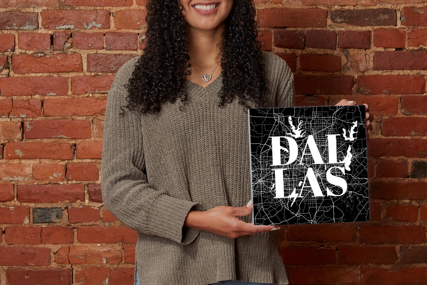 Modern Black Dallas Map | Wood Block | Eaches | Min 2