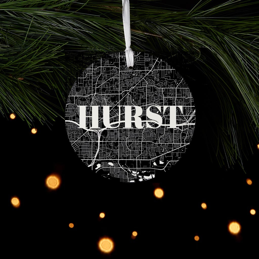 Minimalistic B&W Texas Hurst Map | Wood Ornament | Eaches | Min 6