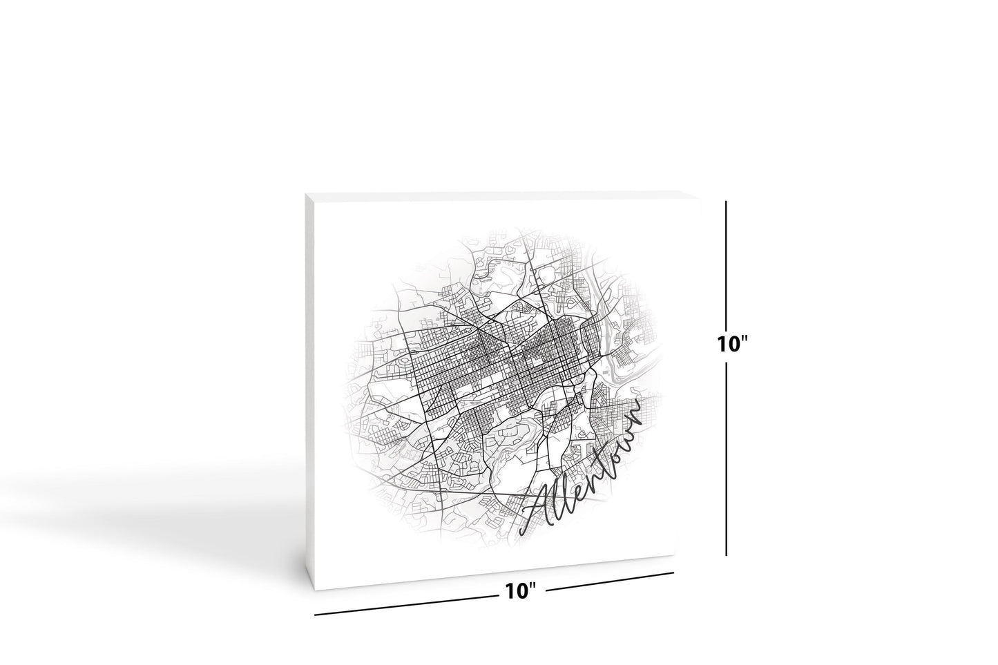 Minimalistic B&W Pennsylvania Allentown Circle Map | Wood Block | Eaches | Min 2