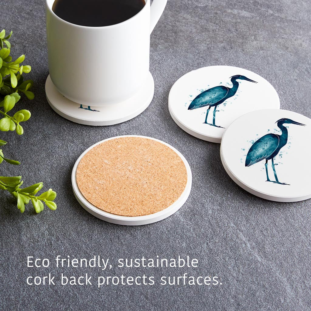 New England Water Color Heron | Absorbent Coasters | Set of 4 | Min 2