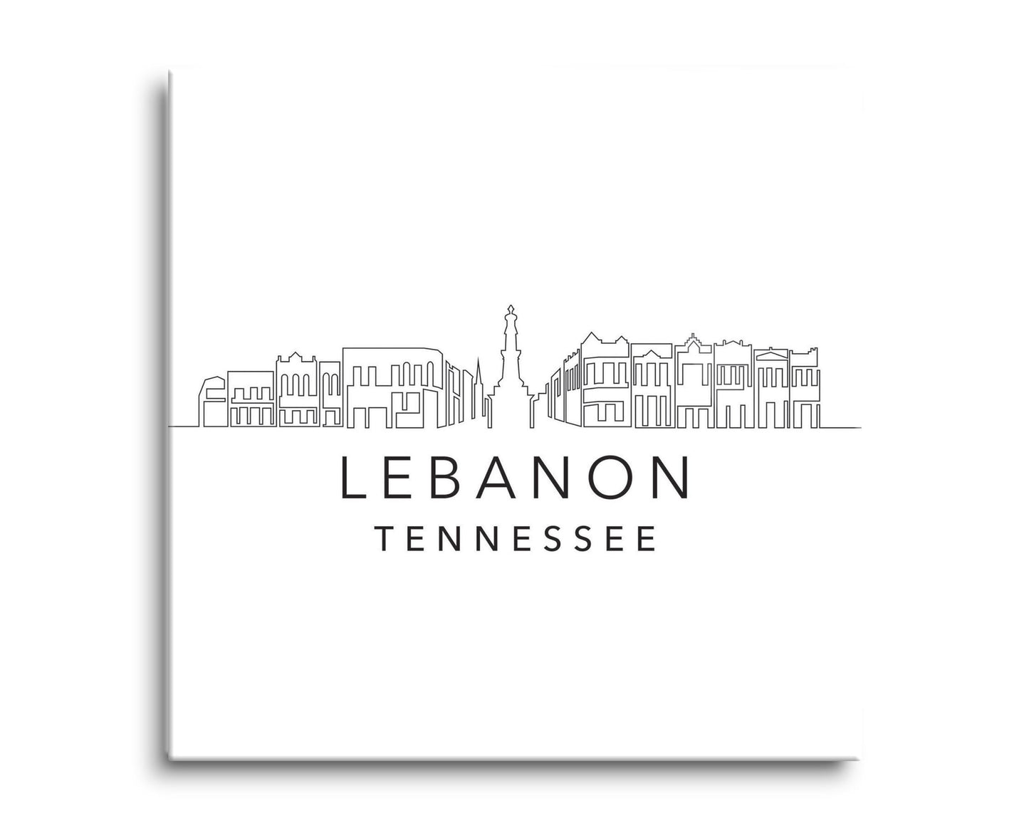 Minimalist B&W Tennessee Lebanon Skyline | Hi-Def Glass Art | Eaches | Min 2