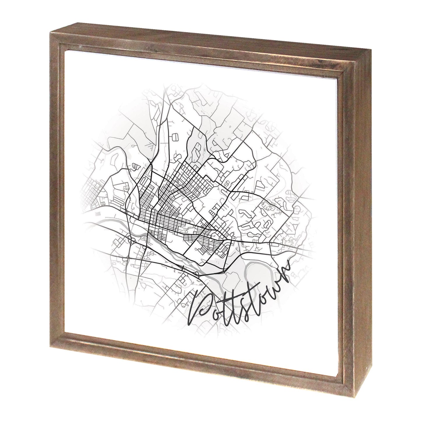 Minimalistic B&W Pennsylvania Pottstown Circle Map | Wood Sign | Eaches | Min 1