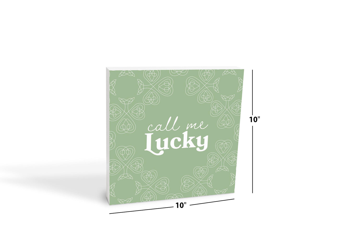 Sage Green Shamrock Call Me Lucky | Wood Block | Eaches | Min 2