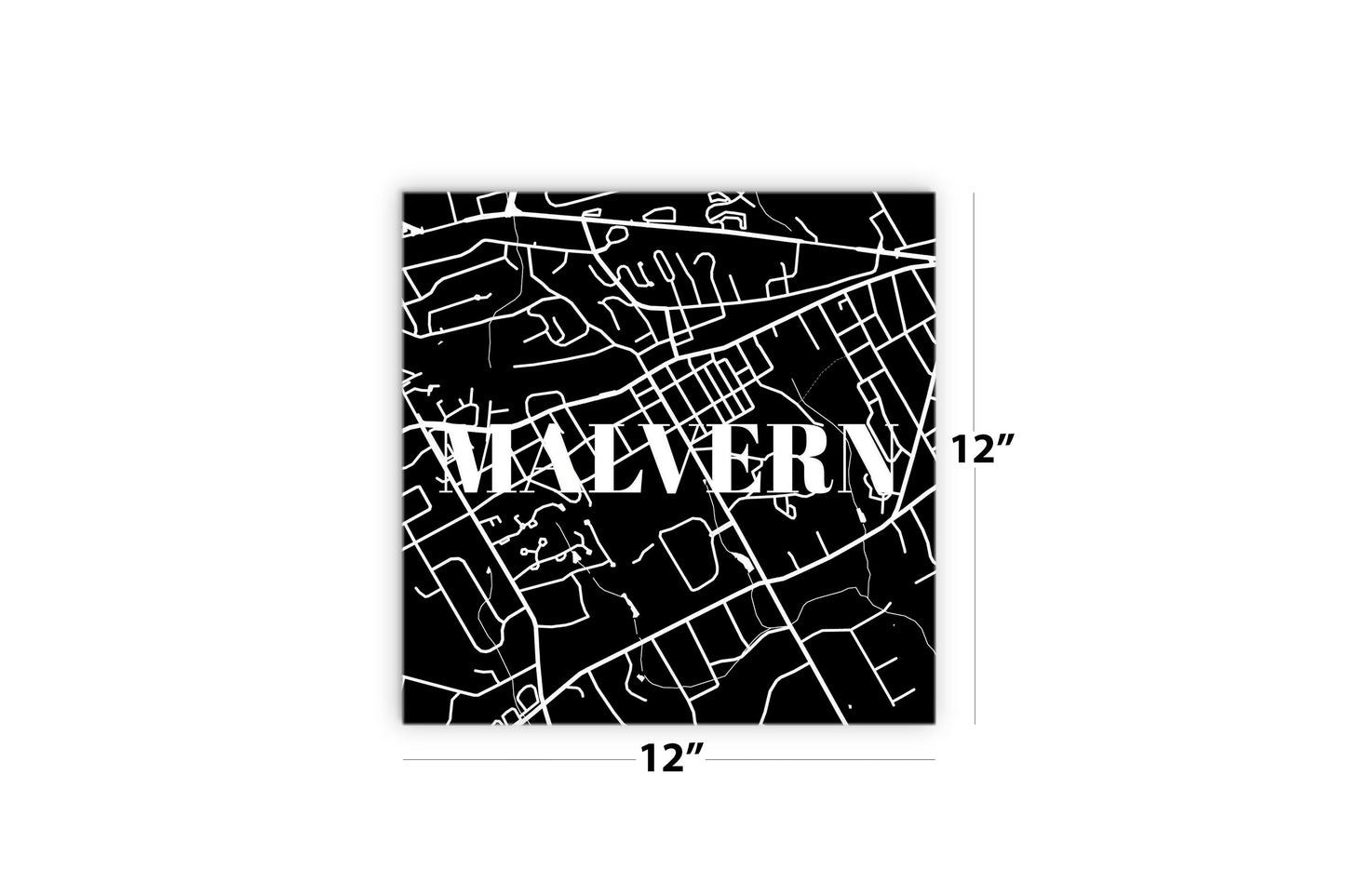 Minimalistic B&W Pennsylvania Malvern Map | Wood Sign | Eaches | Min 2