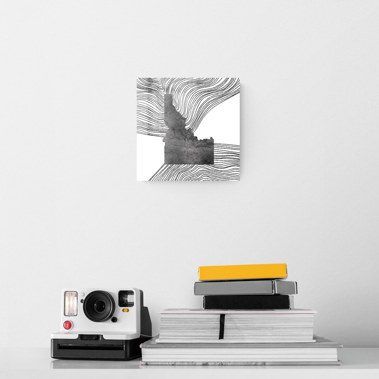 Minimalist B&W Idaho State With Fluid Lines | Hi-Def Glass Art | Eaches | Min 2