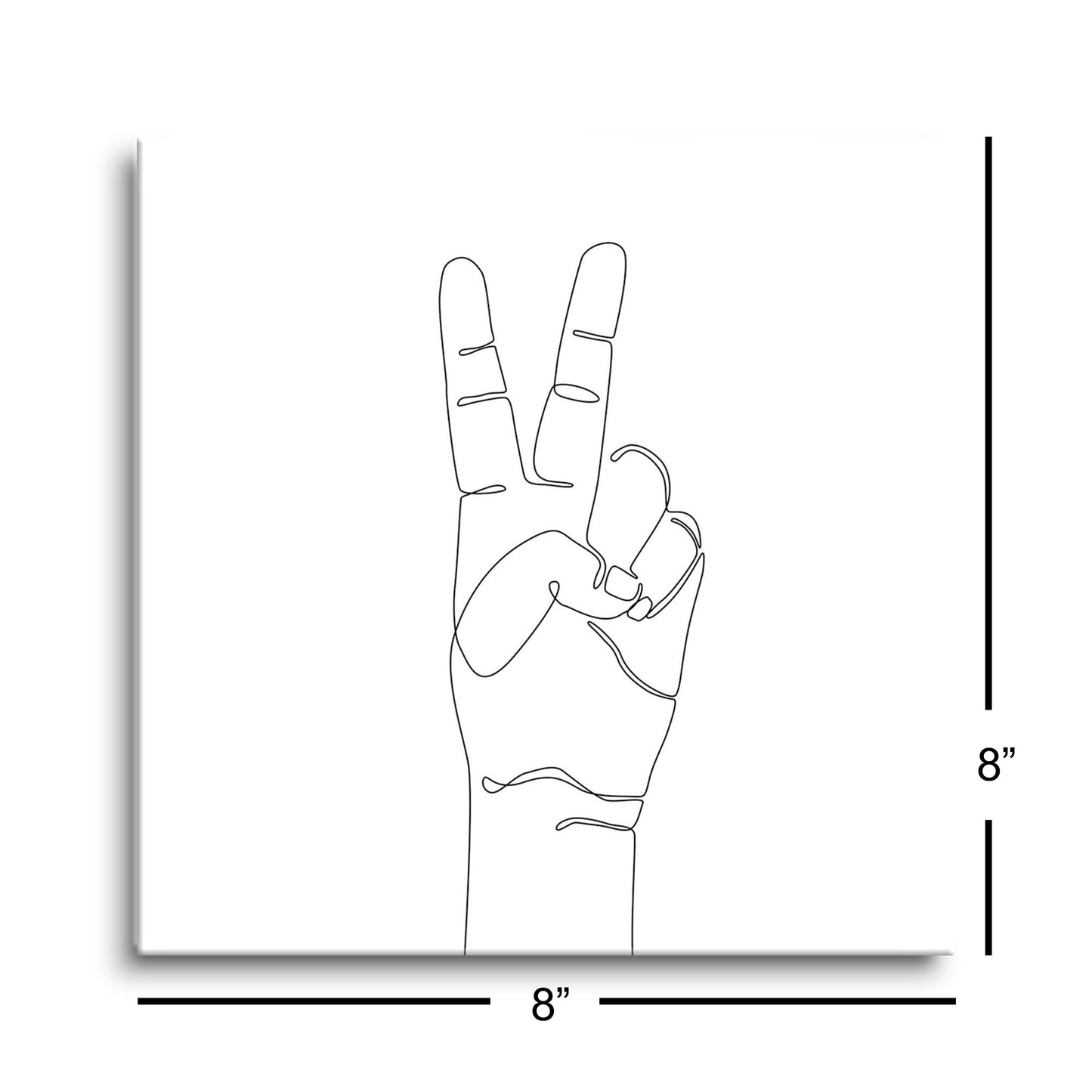 Peace Hand Sign Line Drawing | Hi-Def Glass Art | Eaches | Min 2