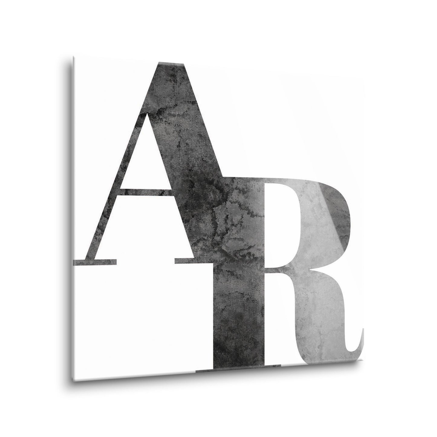 B&W Minimalist Arkansas White Initials | Hi-Def Glass Art | Eaches | Min 2