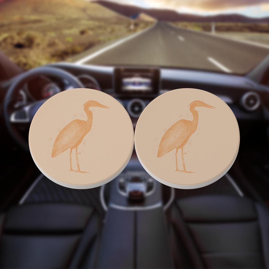 Louisiana Colorful Water Color Heron | Absorbent Car Coasters | Set of 2 | Min 4