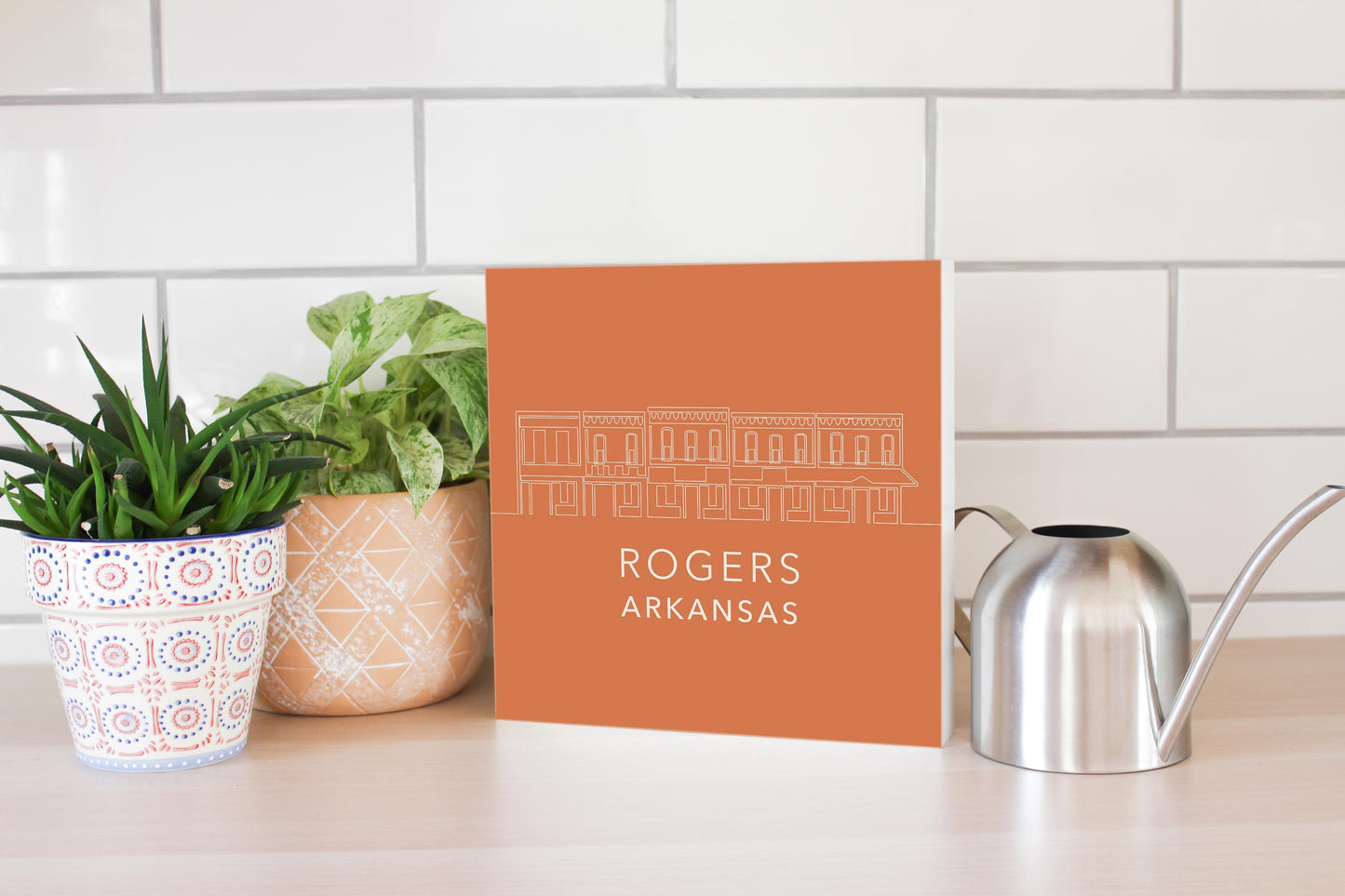 Modern Minimalist Arkansas Rogers Skyline | Wood Block | Eaches | Min 2