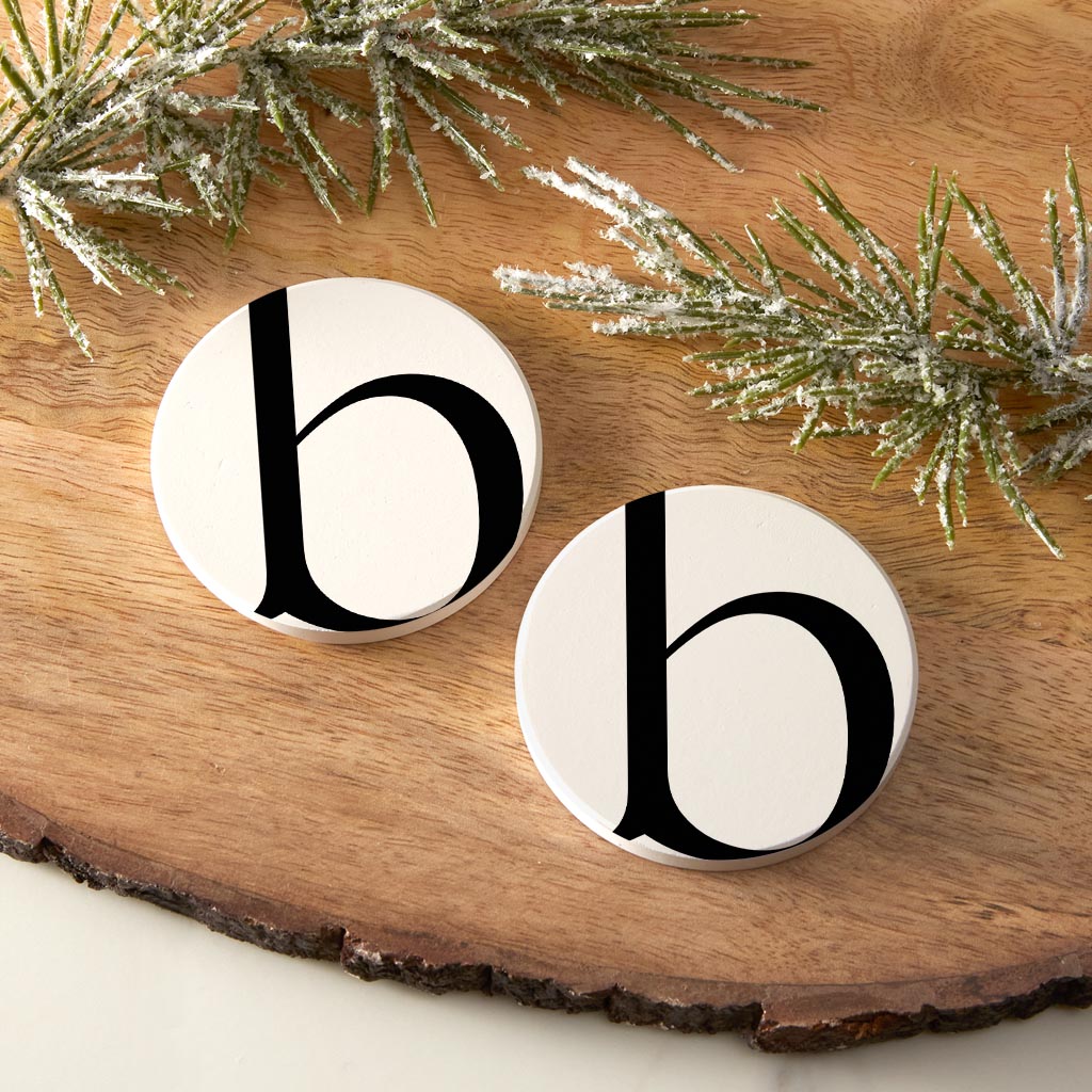 Minimalist Monogram B Circle | Absorbent Car Coasters | Set of 2 | Min 4