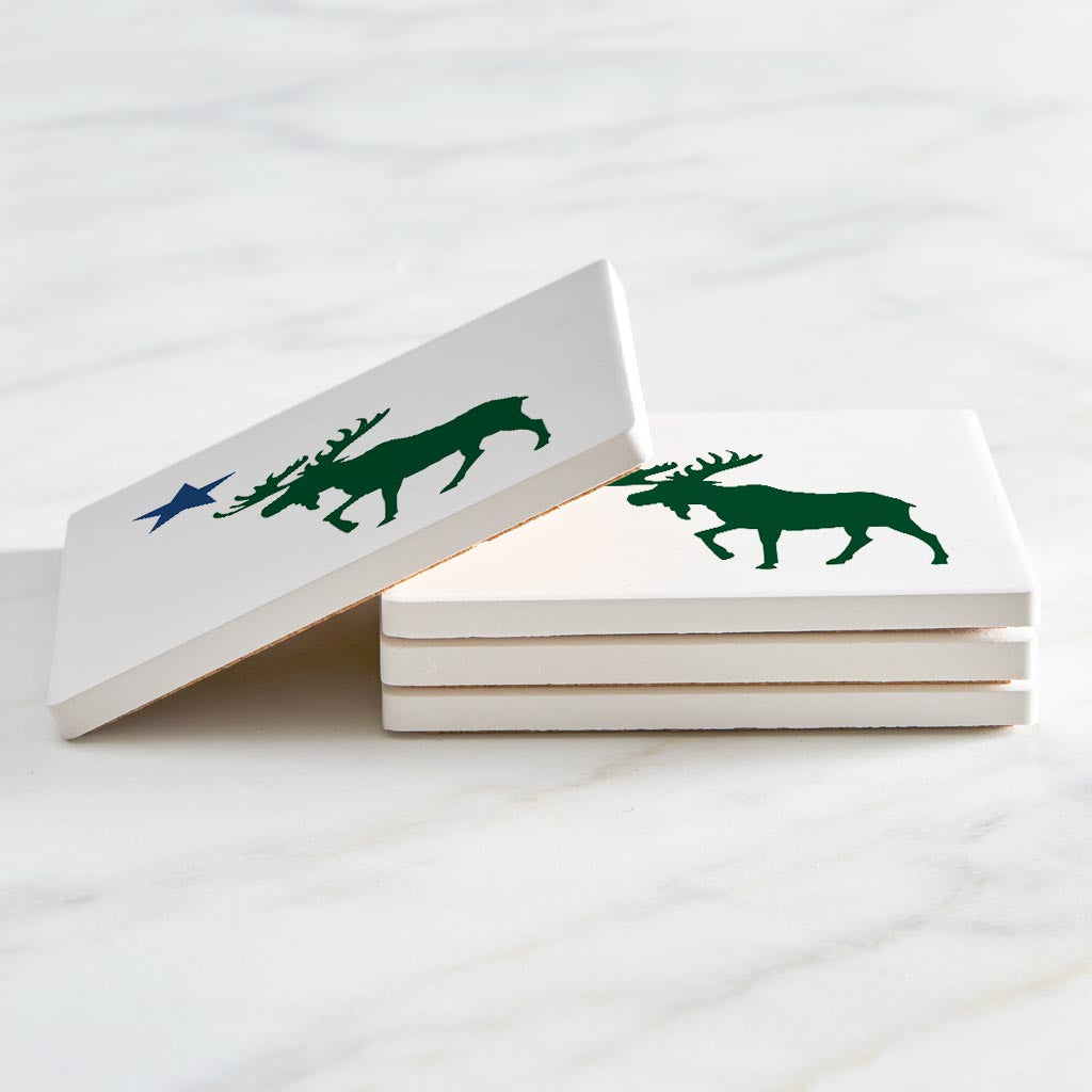 New England Star And Moose | Absorbent Coasters | Set of 4 | Min 2