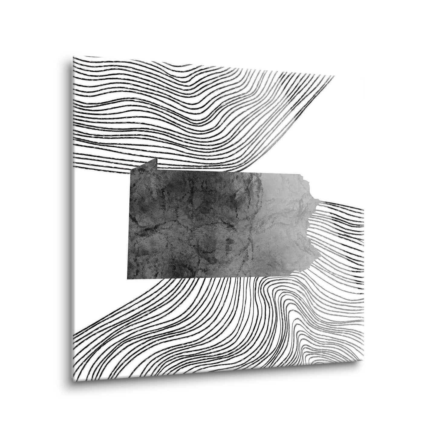 Minimalistic B&W Pennsylvania Shape Fluid Lines | Hi-Def Glass Art | Eaches | Min 1