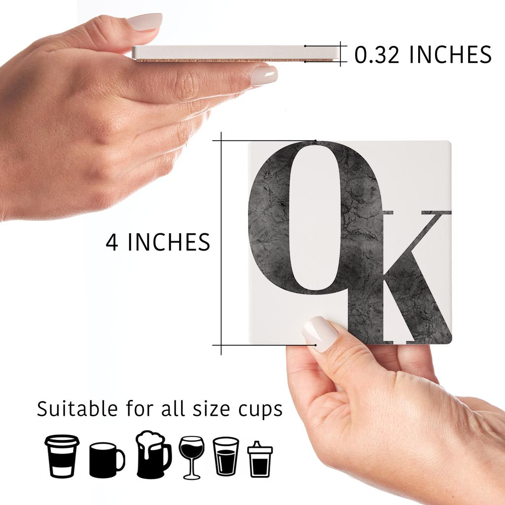 Modern White Oklahoma Initials | Absorbent Coasters | Set of 4 | Min 2