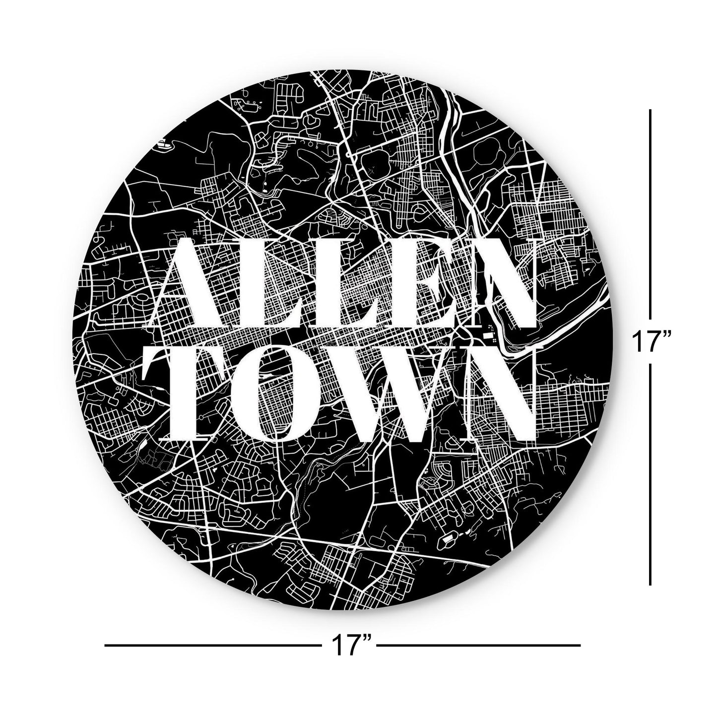Minimalistic B&W Pennsylvania Allentown Map | Wood Sign | Eaches | Min 1