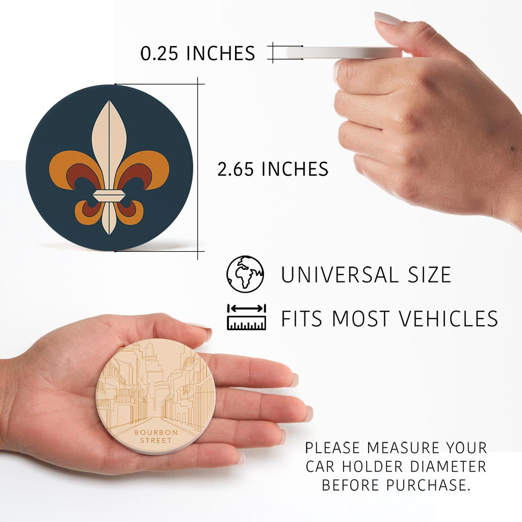Modern Minimalist Louisiana Set | Absorbent Car Coasters | Set of 2 | Min 4