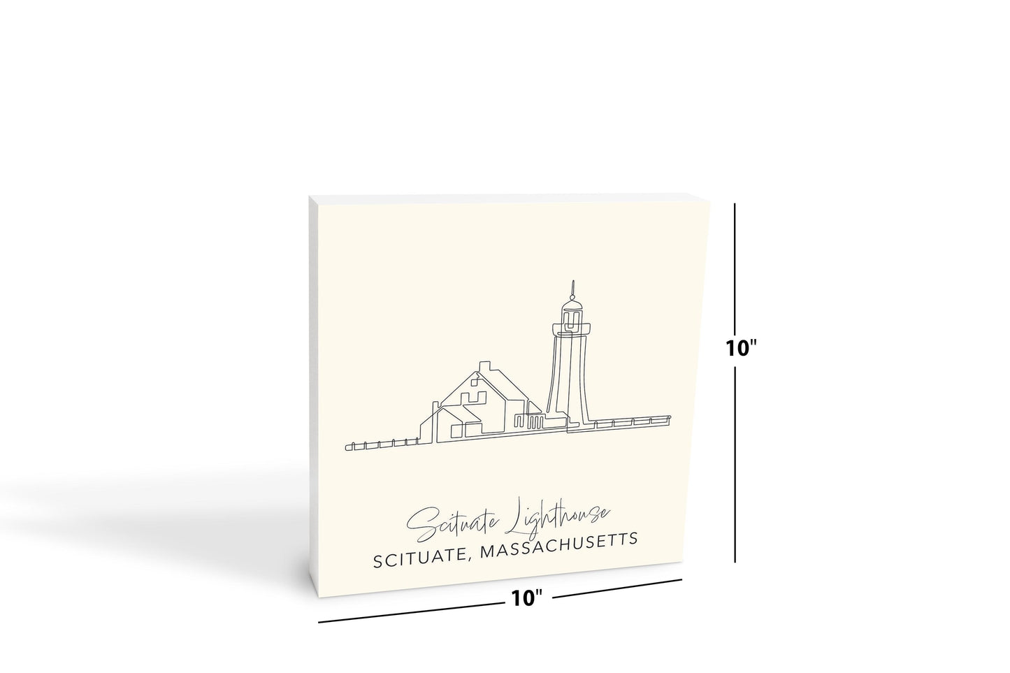 Cream Scituate Lighthouse | Wood Block | Eaches | Min 2