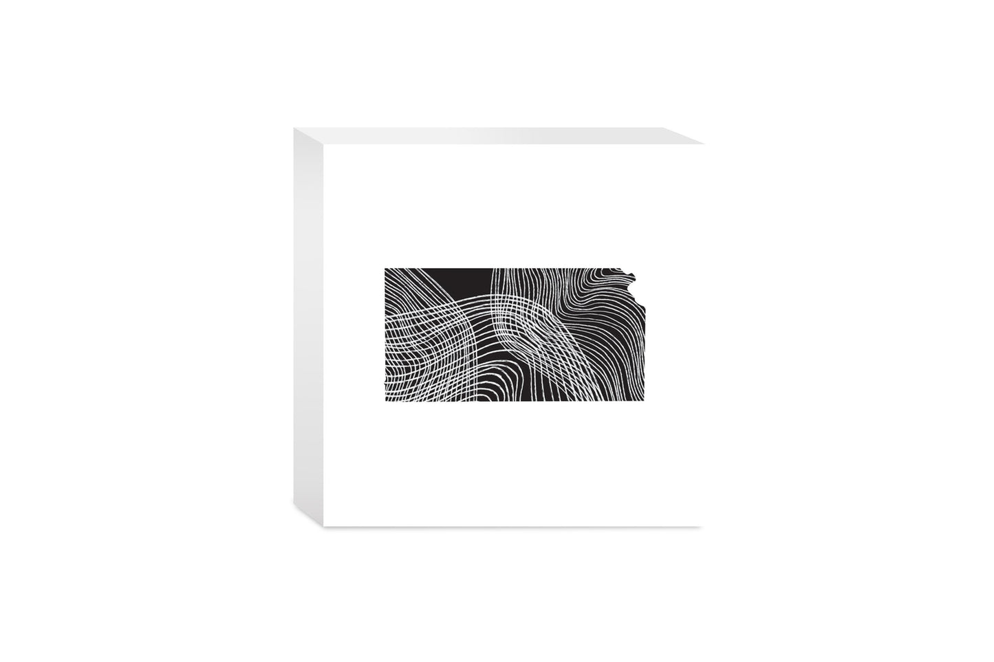 Minimalist B&W Kansas State Shape | Wood Block | Eaches | Min 4