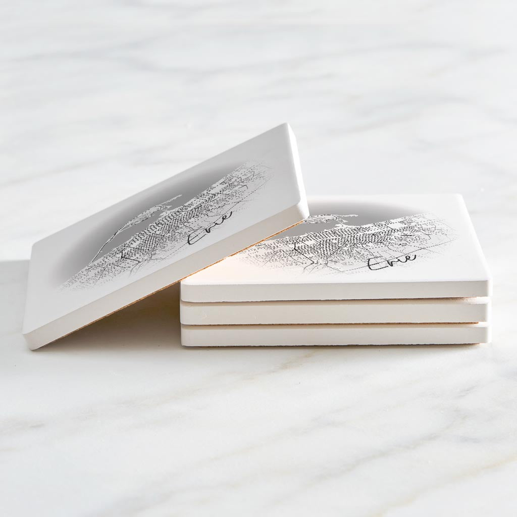 Minimalistic B&W Pennsylvania Erie Circle Map | Absorbent Coasters | Set of 4 | Min 2