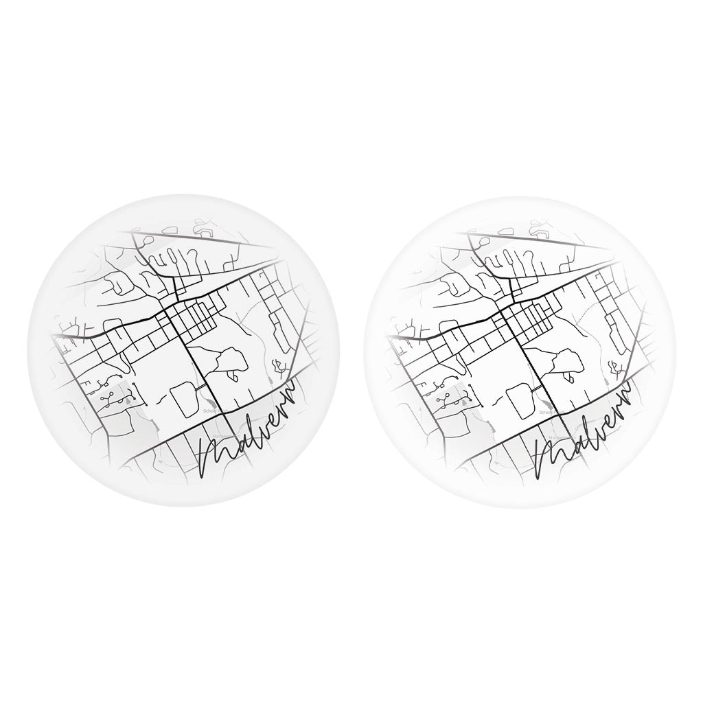 Minimalistic B&W Pennsylvania Malvern Circle Map| Absorbent Car Coasters | Set of 2 | Min 4