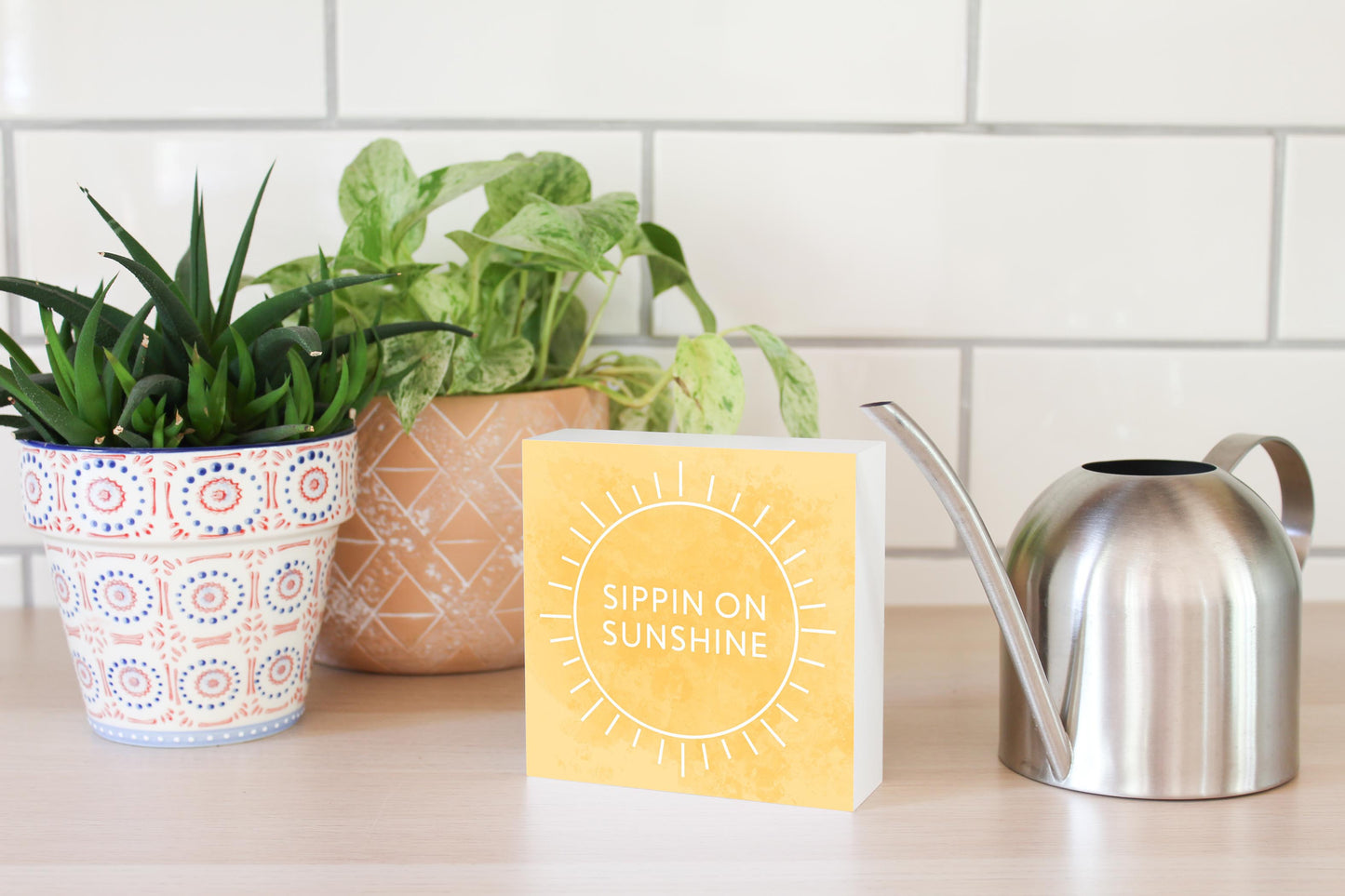 Sippin On Sunshine Yellow | Wood Block | Eaches | Min 4