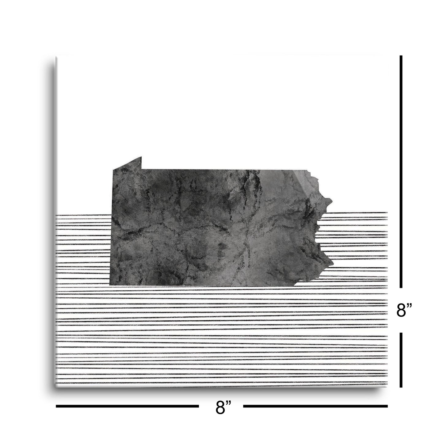 Minimalistic B&W Pennsylvania Shape Straight Lines | Hi-Def Glass Art | Eaches | Min 2