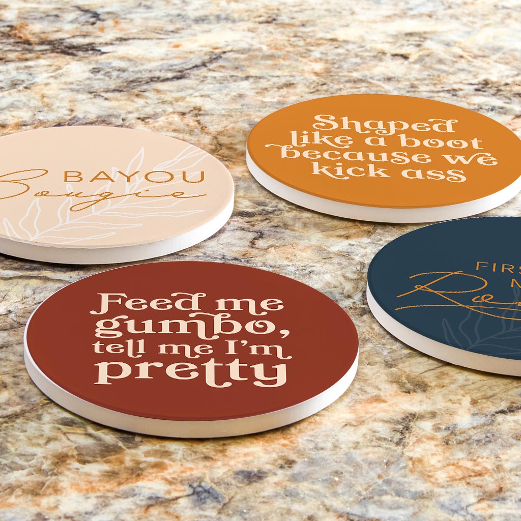 Modern Minimalist Louisiana Set | Absorbent Coasters | Set of 4 | Min 2