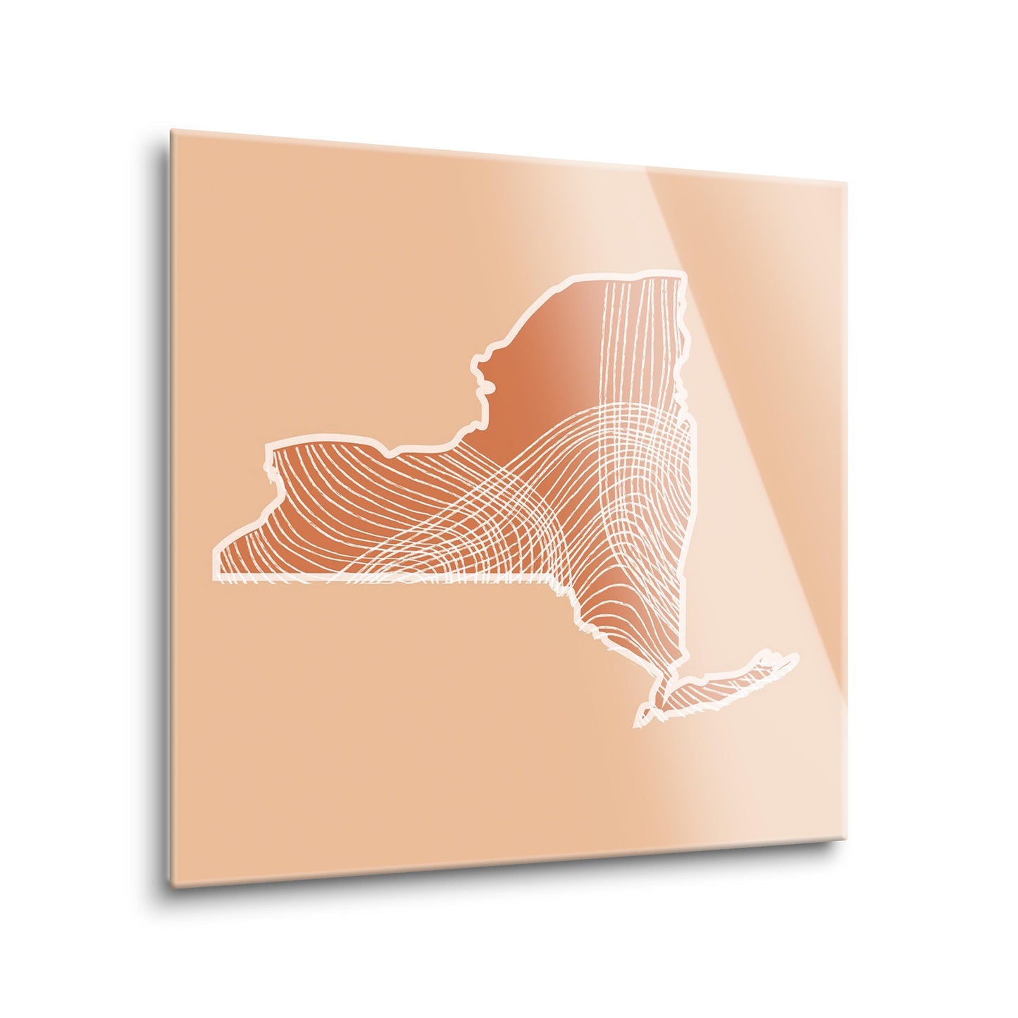 Modern Minimalist New York State Fluid Lines Light | Hi-Def Glass Art | Eaches | Min 2