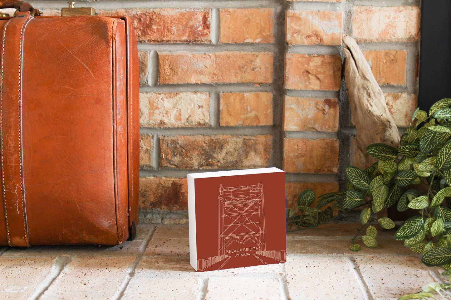 Modern Minimalist Louisiana Breaux Bridge Line Drawing | Wood Block | Eaches | Min 4