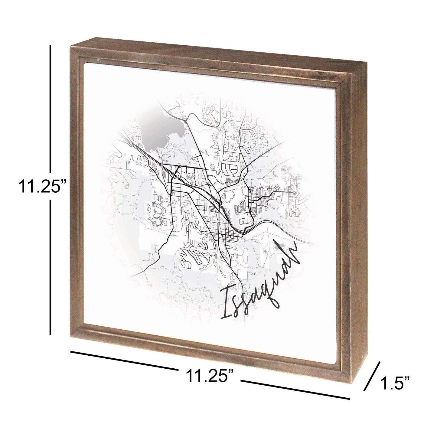 Minimalistic B&W Washington Issaquah Circle Map | Wood Sign | Eaches | Min 1